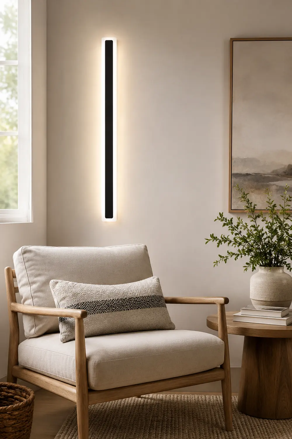 Edge Minimalist Linear Metal/Acrylic Wall Lamp, Bathroom - Lumpaz