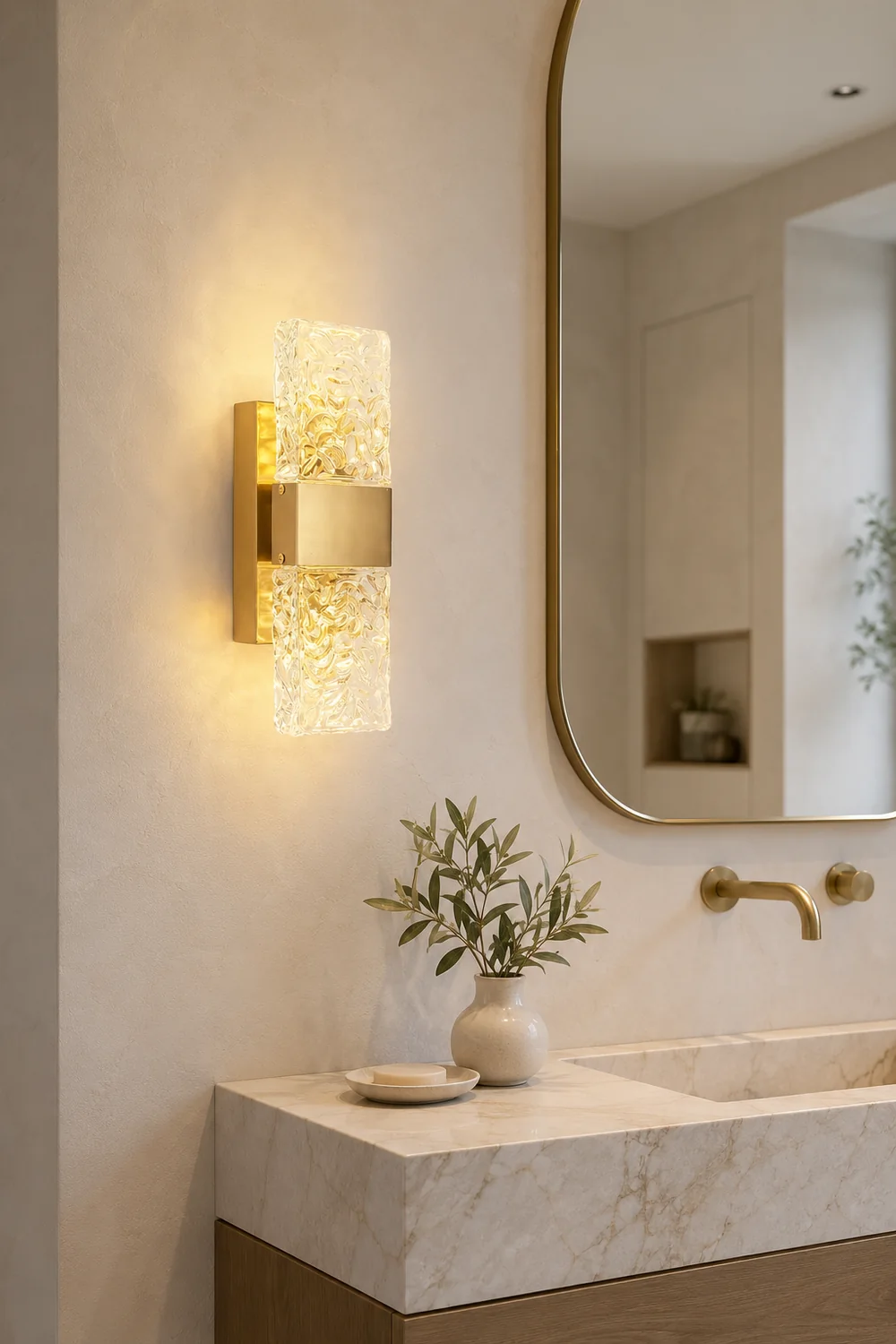 Kajetan Modern Rectangular Metal Wall Lamp, Gold - Lumpaz