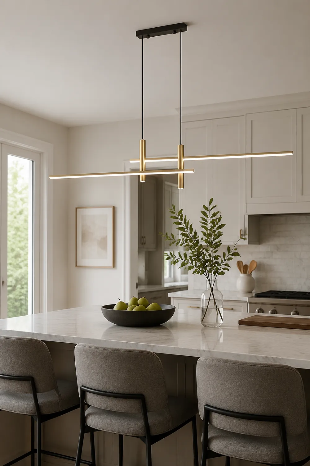 Edge Modern Metal Linear Pendant Light, Black & Gold - Lumpaz