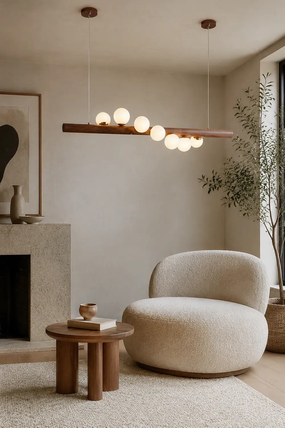 Valentina Glass Bubble Pendant Light Wood/Walnut - Lumpaz