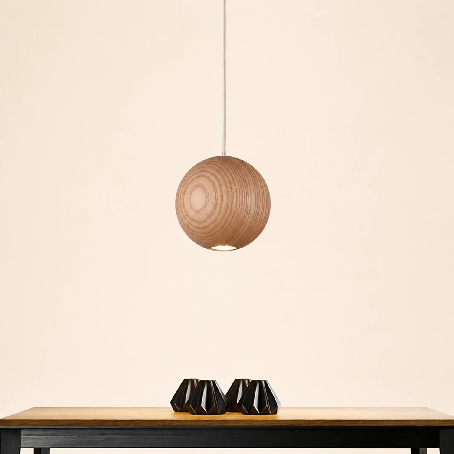 Ozawa Pendant Light Globe Minimalist, Cluster Wood, log color, Kitchen Island - Lumpaz