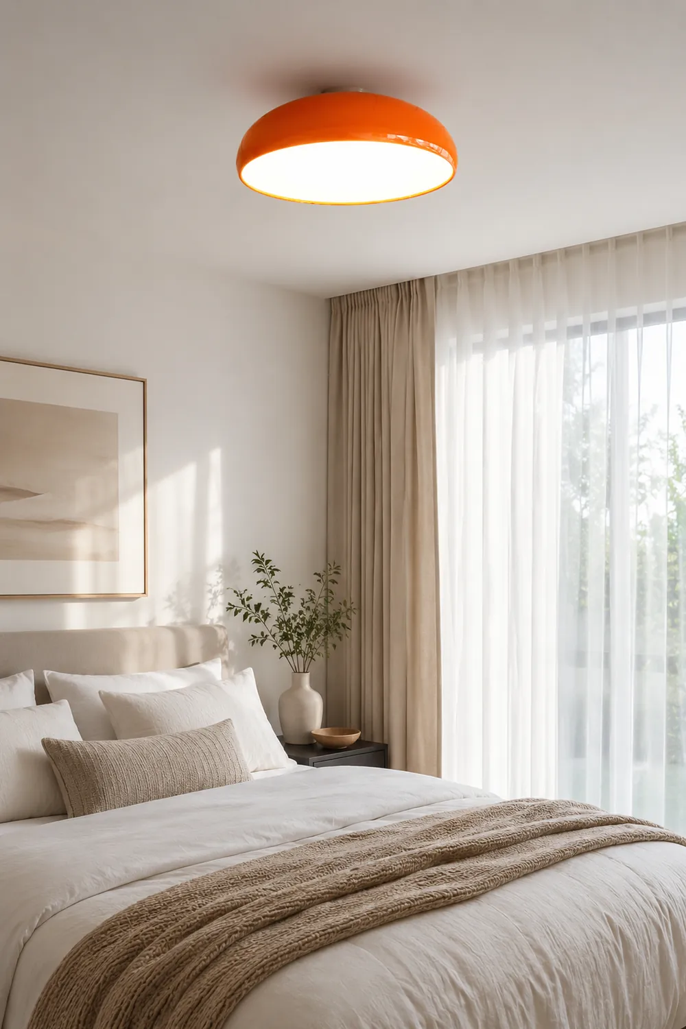 Morandi Vintage LED Ceiling Light White/Black/Red/Orange Metal Bedroom/Living Room - Lumpaz