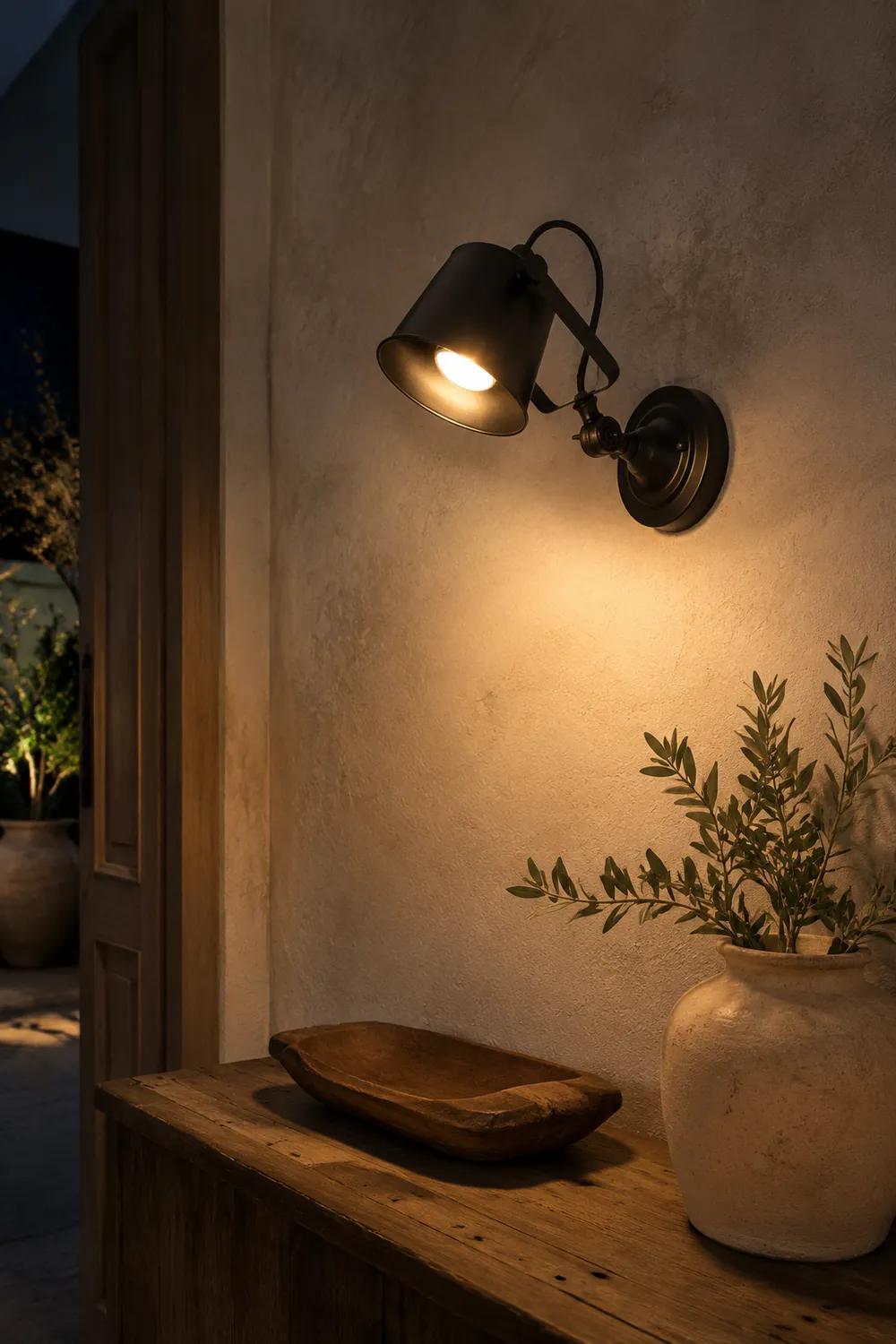Brady Modern Bucket Metal Adjustable Wall Lamp, Black/Rust - Lumpaz