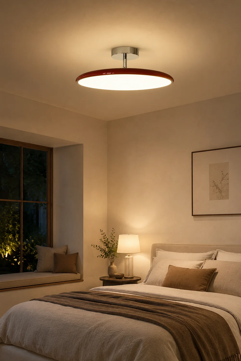 Valentina Vintage Flush Mount Ceiling Light Metal Red/White/Green LED Bedroom - Lumpaz