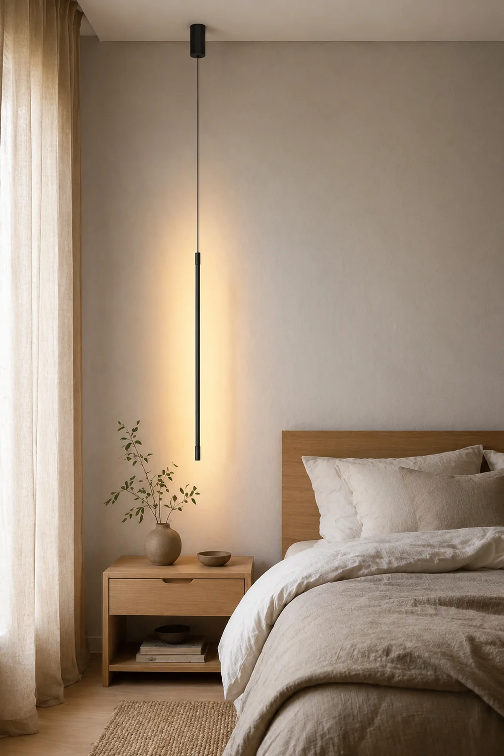Edge Minimalist Linear Metal/Acrylic Pendant Light, Black - Lumpaz