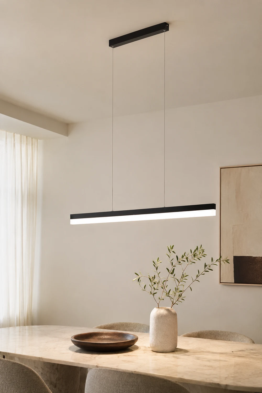 Edge Modern Linear Metal/Acrylic Pendant Light, White/Black - Lumpaz