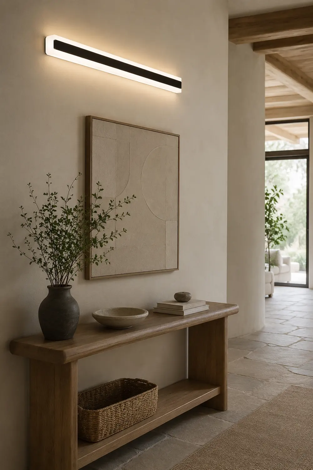 Edge Minimalist Linear Metal/Acrylic Wall Lamp, Bathroom - Lumpaz