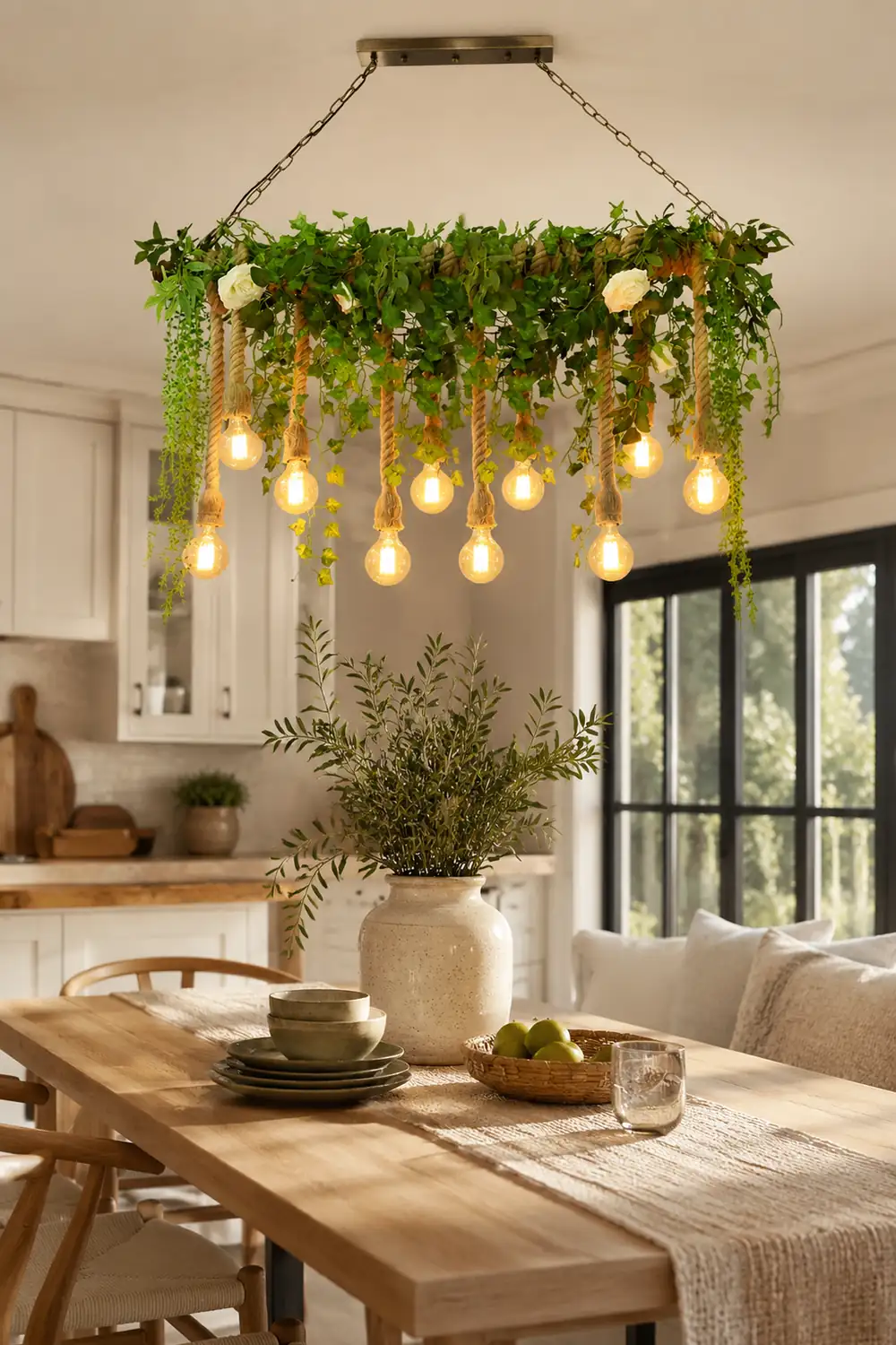 Nest Natural Decorative Metal/Glass Pendant Light, Green - Lumpaz