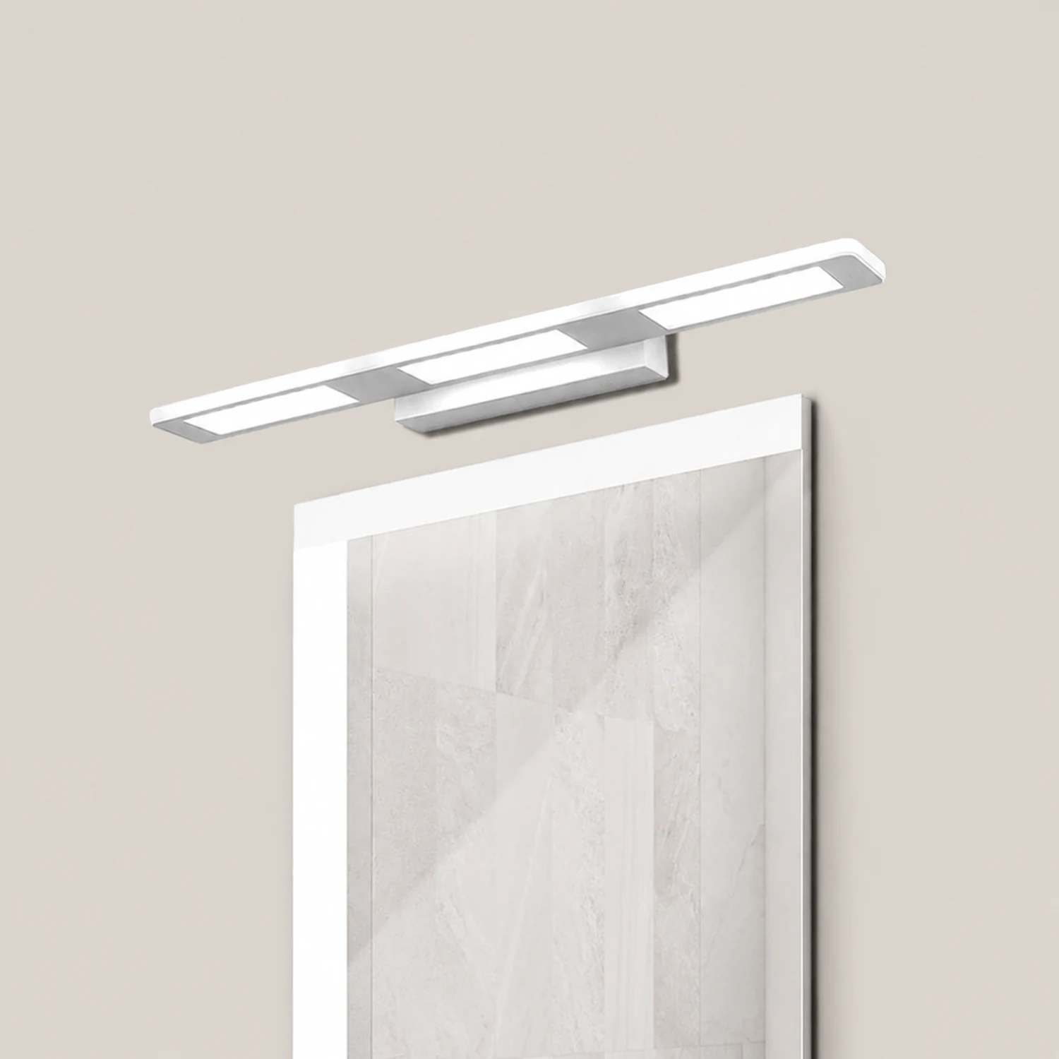 Leigh Modern Rectangular Metal/Acrylic Wall Lamp, White, Bathroom - Lumpaz