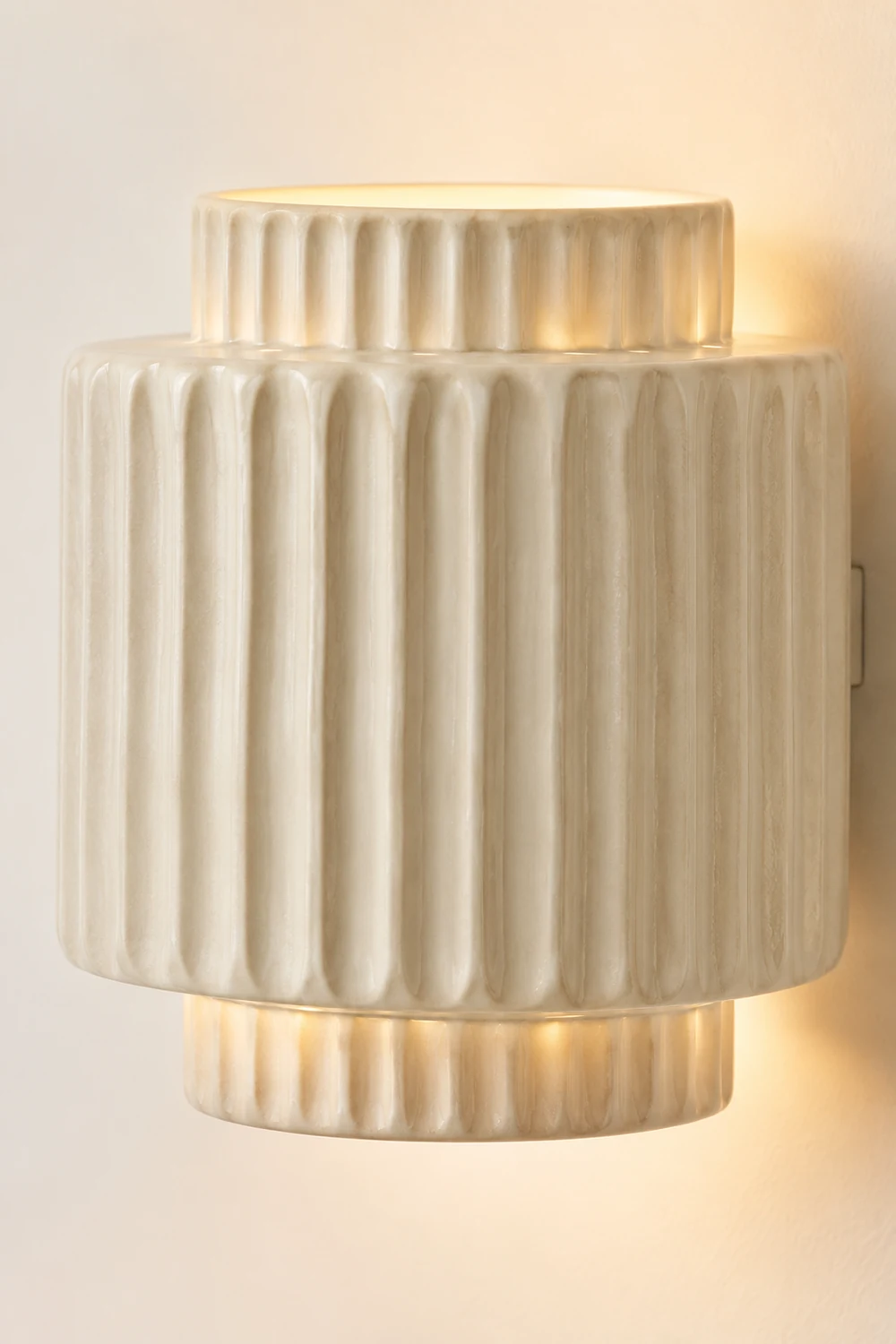 Vintage Cylindrique Resin Flush Mount Wall Lamp, White Bedroom/Living Room - Lumpaz