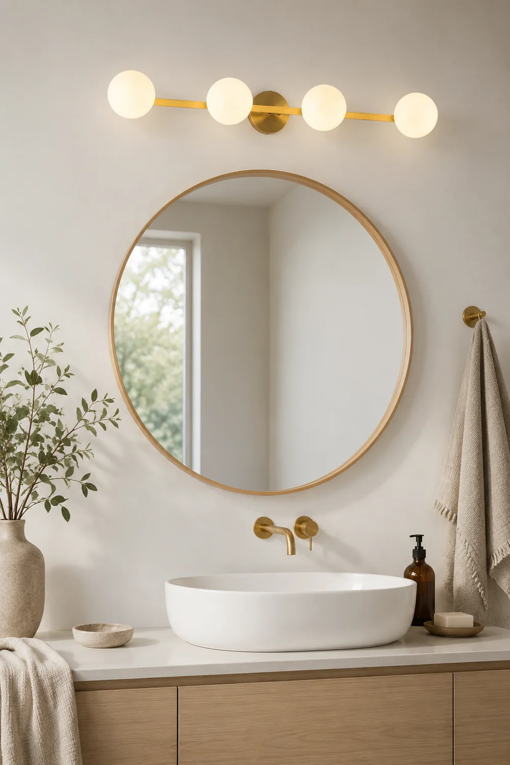 Valentina Retro Globe Linear Metal/Glass Wall Lamp, Gold, Bathroom - Lumpaz