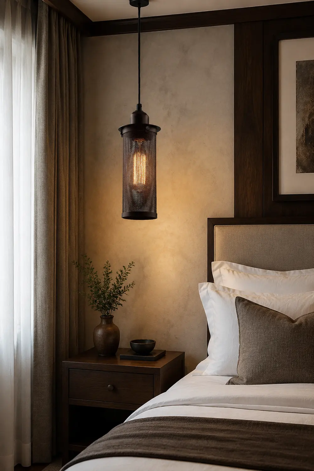 Sanna Industrial Metal Pendant Light, Black/Rust - Lumpaz