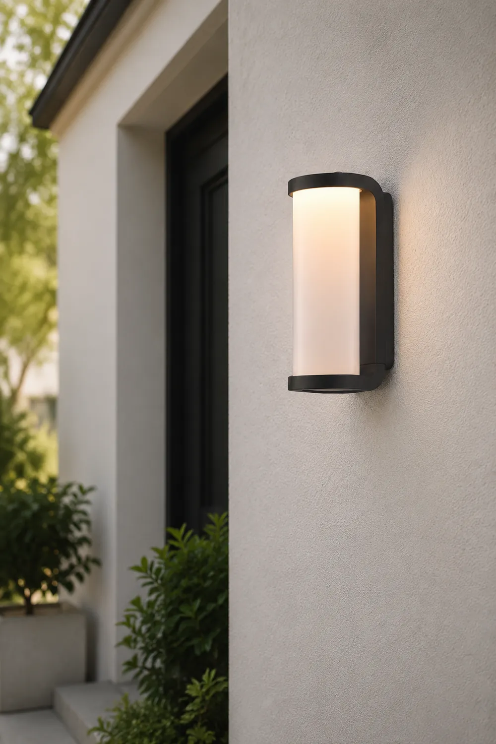 Orr Mondern Cylindrical Metal Outdoor Wall Lamp, Black - Lumpaz