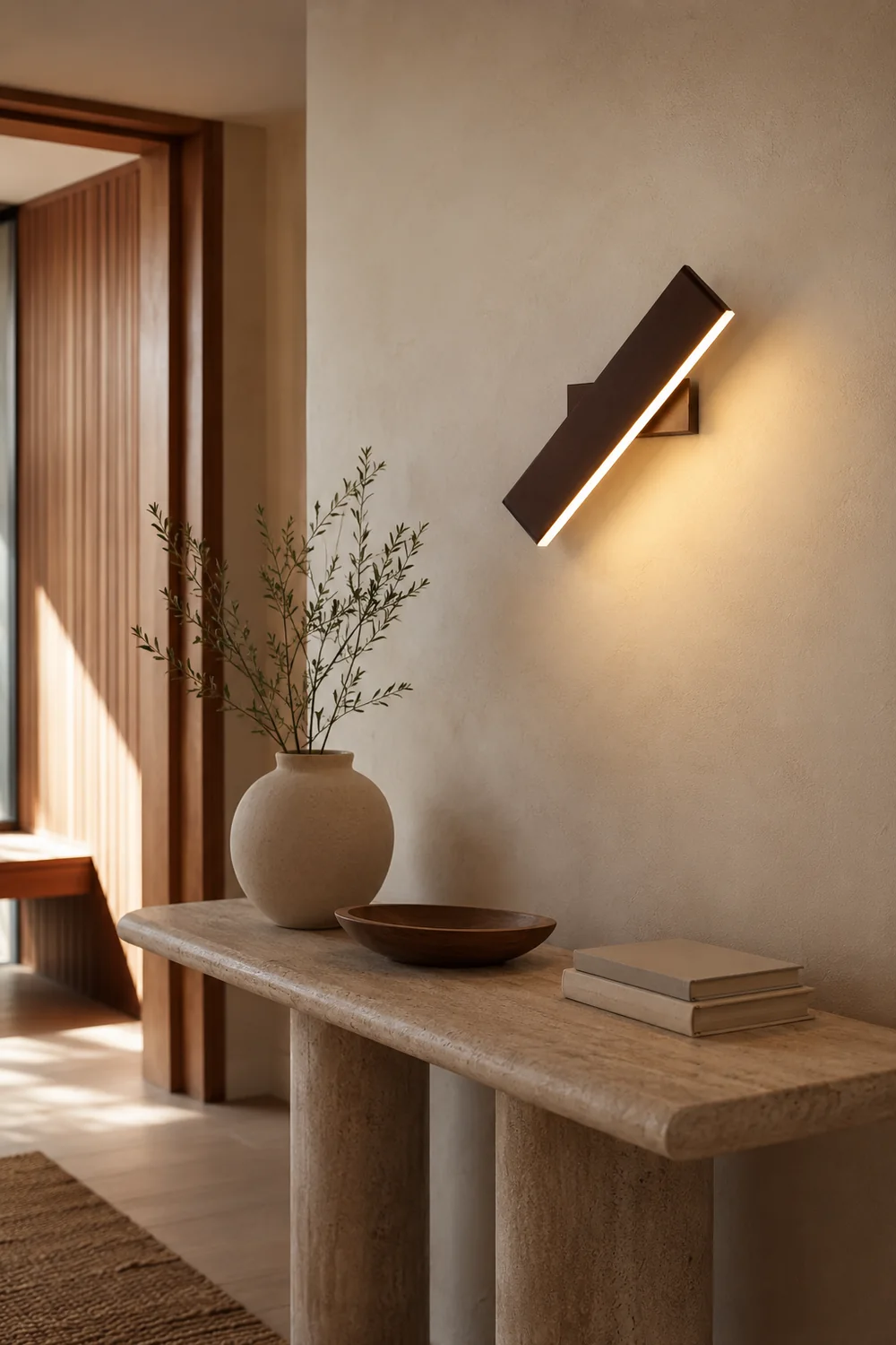 Aqsa Modern Rectangular Metal Rotatable Wall Lamp, Black/Gold/Brown - Lumpaz