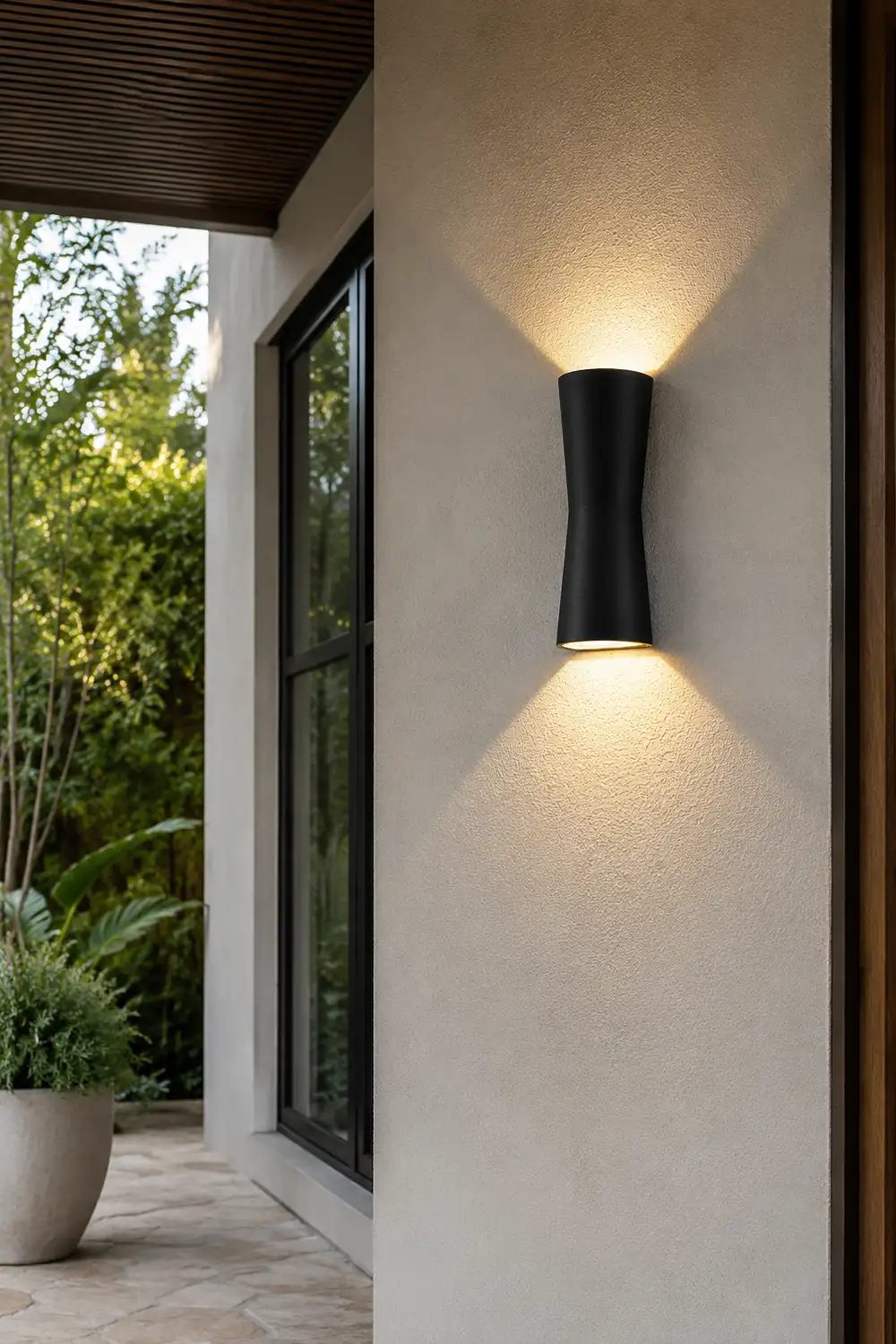 Orr Minimalist Torch Metal Outdoor Wall Lamp, Black/White - Lumpaz