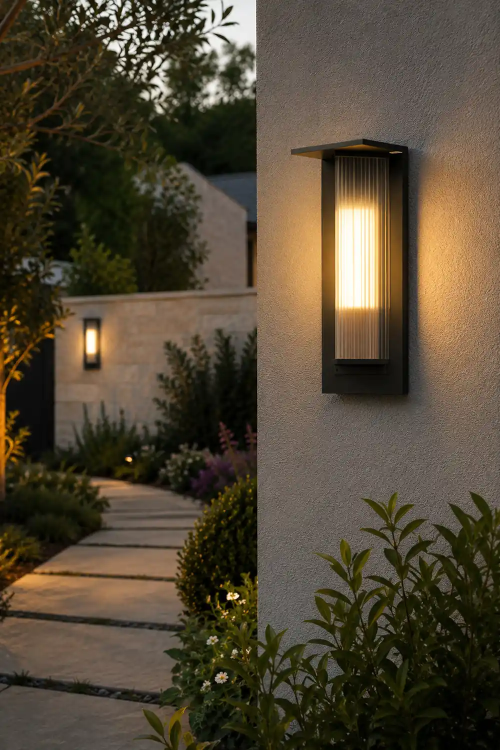 Orr Modern Rectangular Acrylic Outdoor Wall Lamp, Black/Transparent - Lumpaz