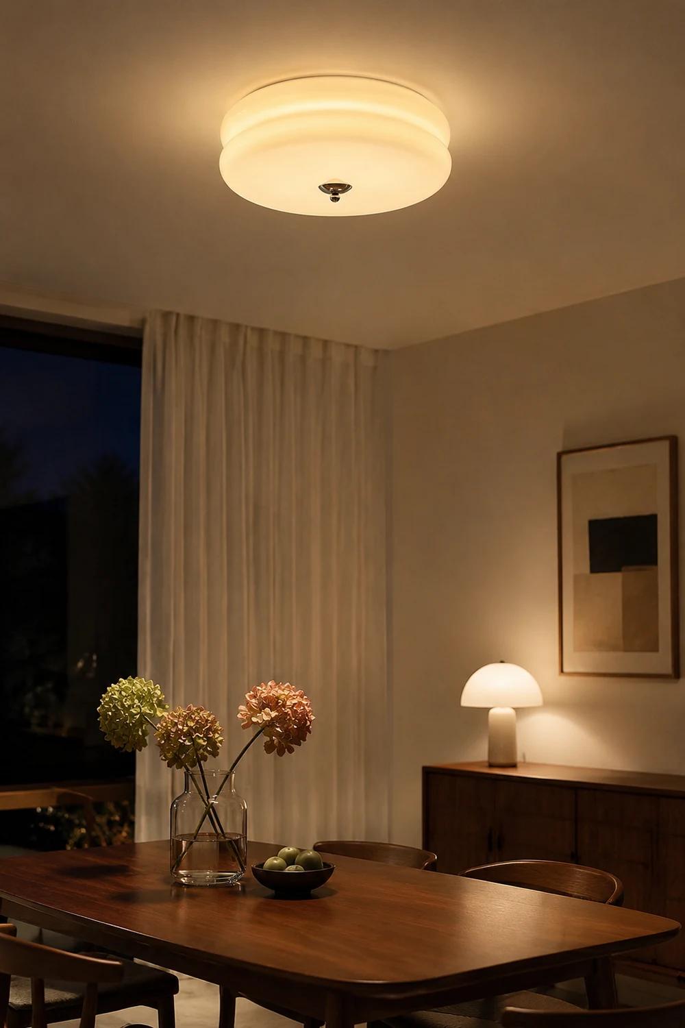 Morandi Modern Round Flush Mount Ceiling Light, White/Beige - Lumpaz