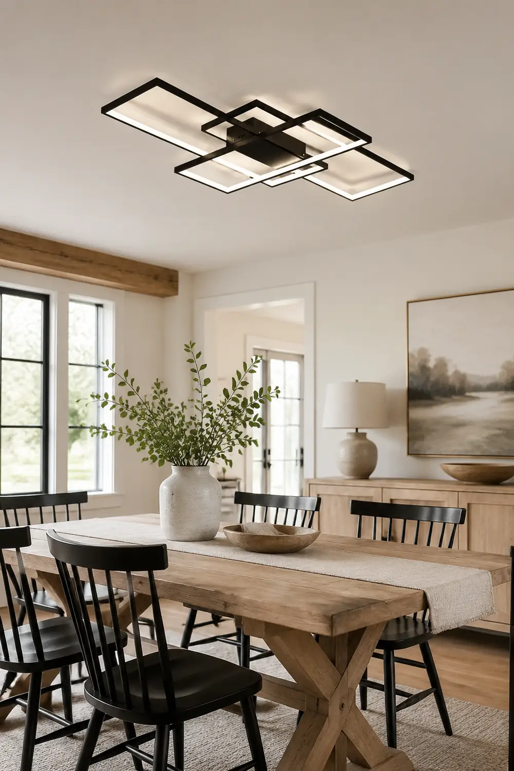 Bouvet Modern Metal Multi Rectangular Flush Mount Ceiling Light, Black/White - Lumpaz