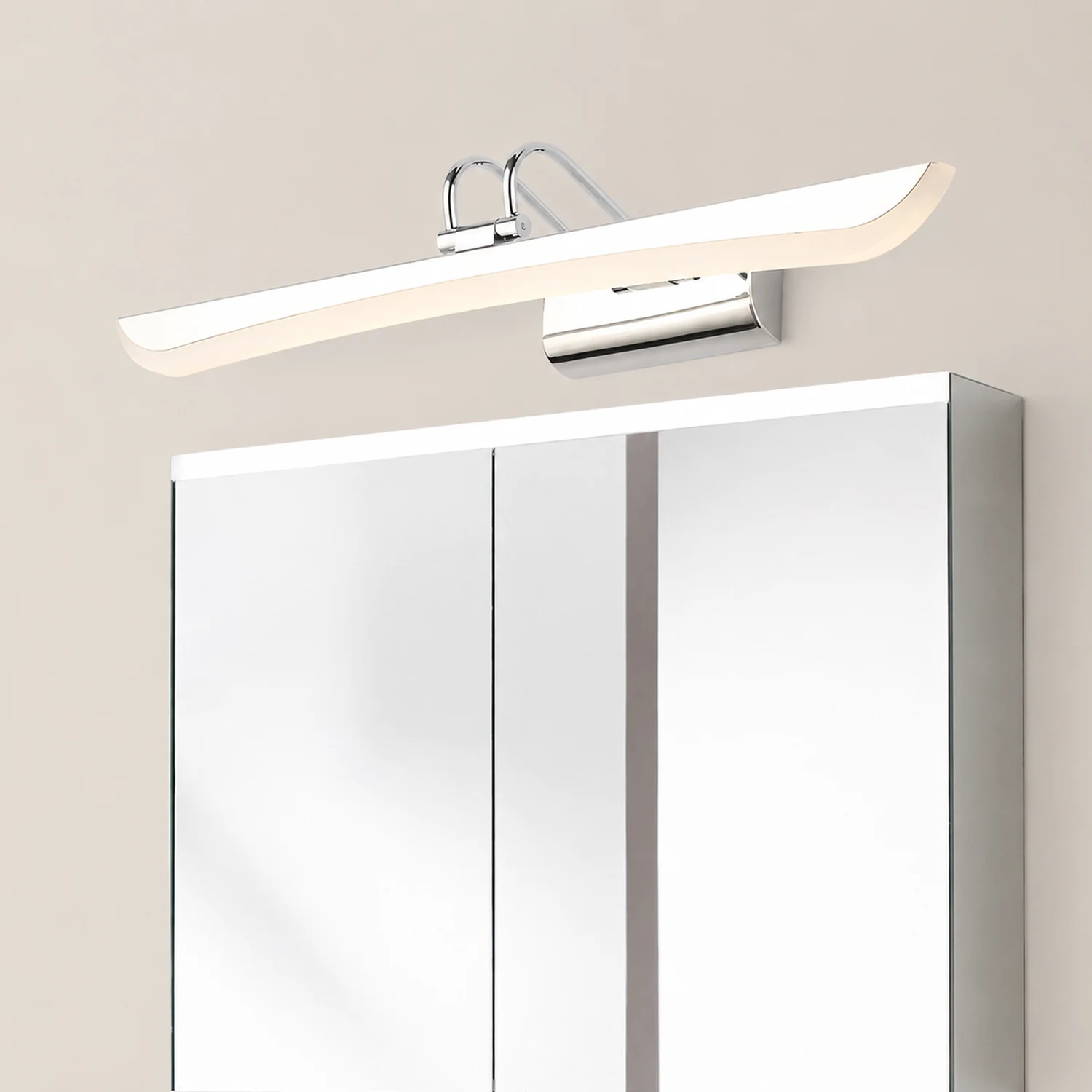 Leigh Modern Linear Metal Mirror Front Vanity Wall Lamp, White - Lumpaz
