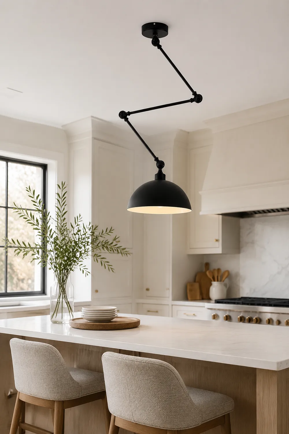 Minori Extendable Domed Pendant Light, Black/White/Red/Gold - Lumpaz