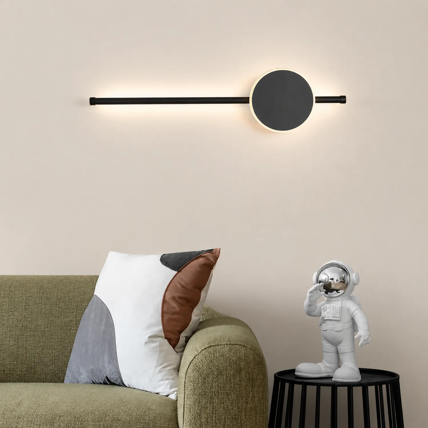 Edge Modern Round Linear Metal Wall Lamp, White/Black/Gold - Lumpaz