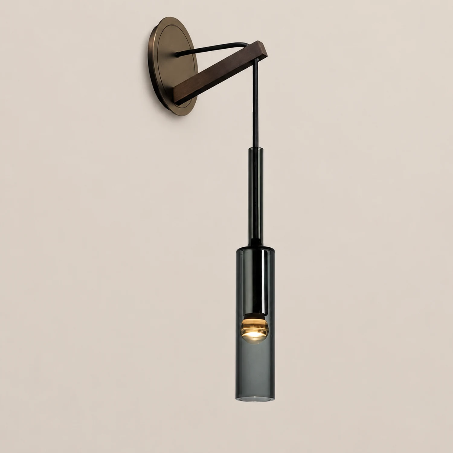 Sanna Modern Glass/Metal Pendant light/Wall Lamp, Black - Lumpaz