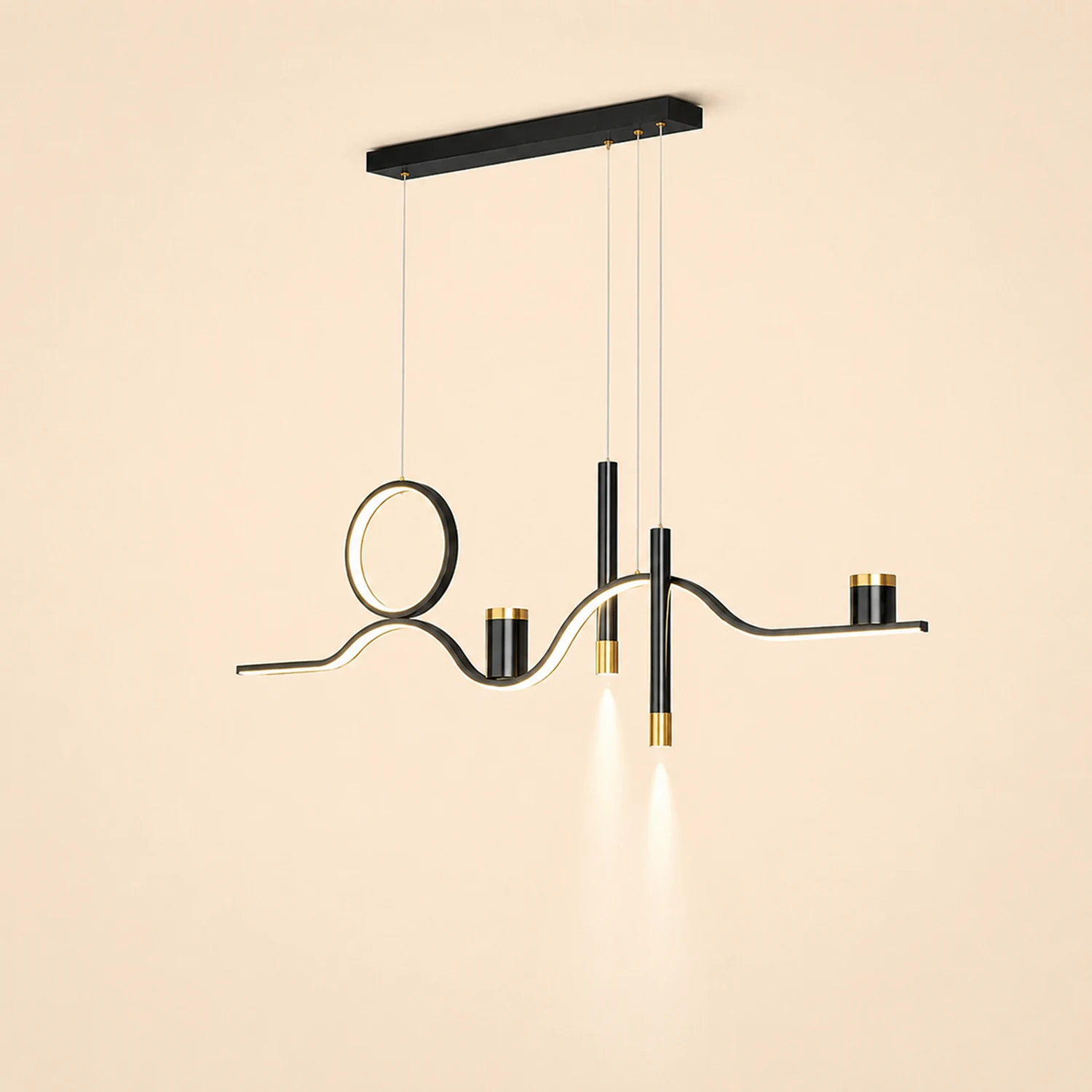 Madina Modern Metal Linear Starry Night Pendant Light, Black - Lumpaz
