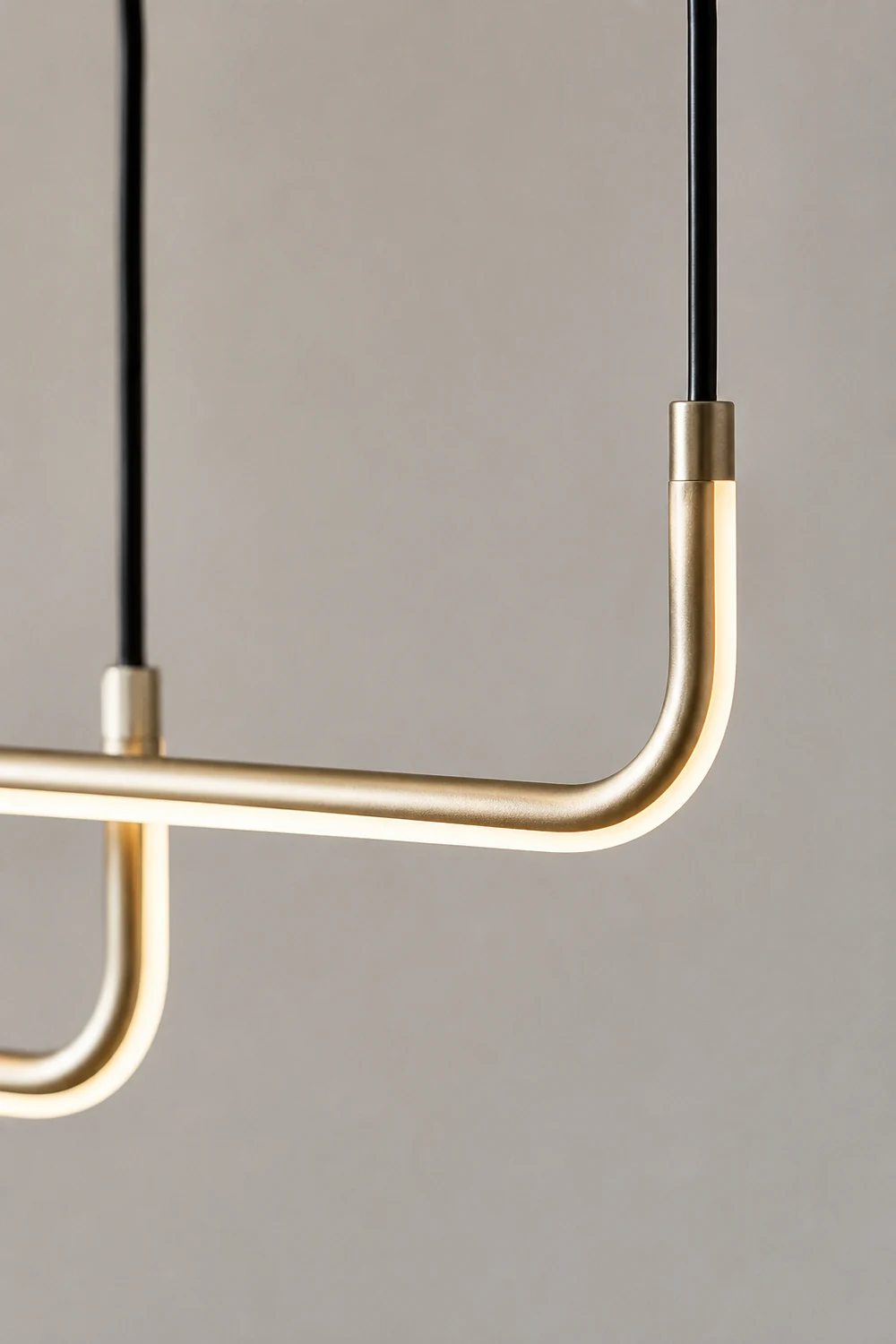 Edge Modern Linear Pendant Light Double Frame, Black/Gold - Lumpaz