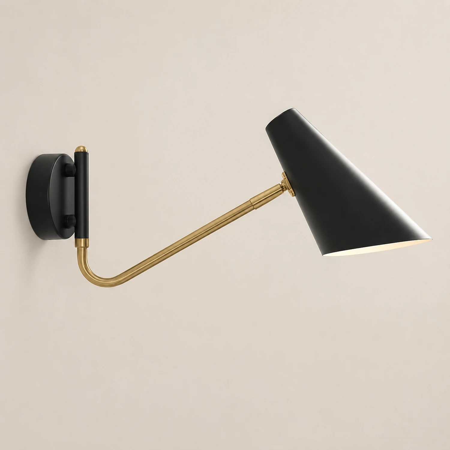 Brady Rotatable Wall Lamp, Black & White & Gold, Bedroom - Lumpaz