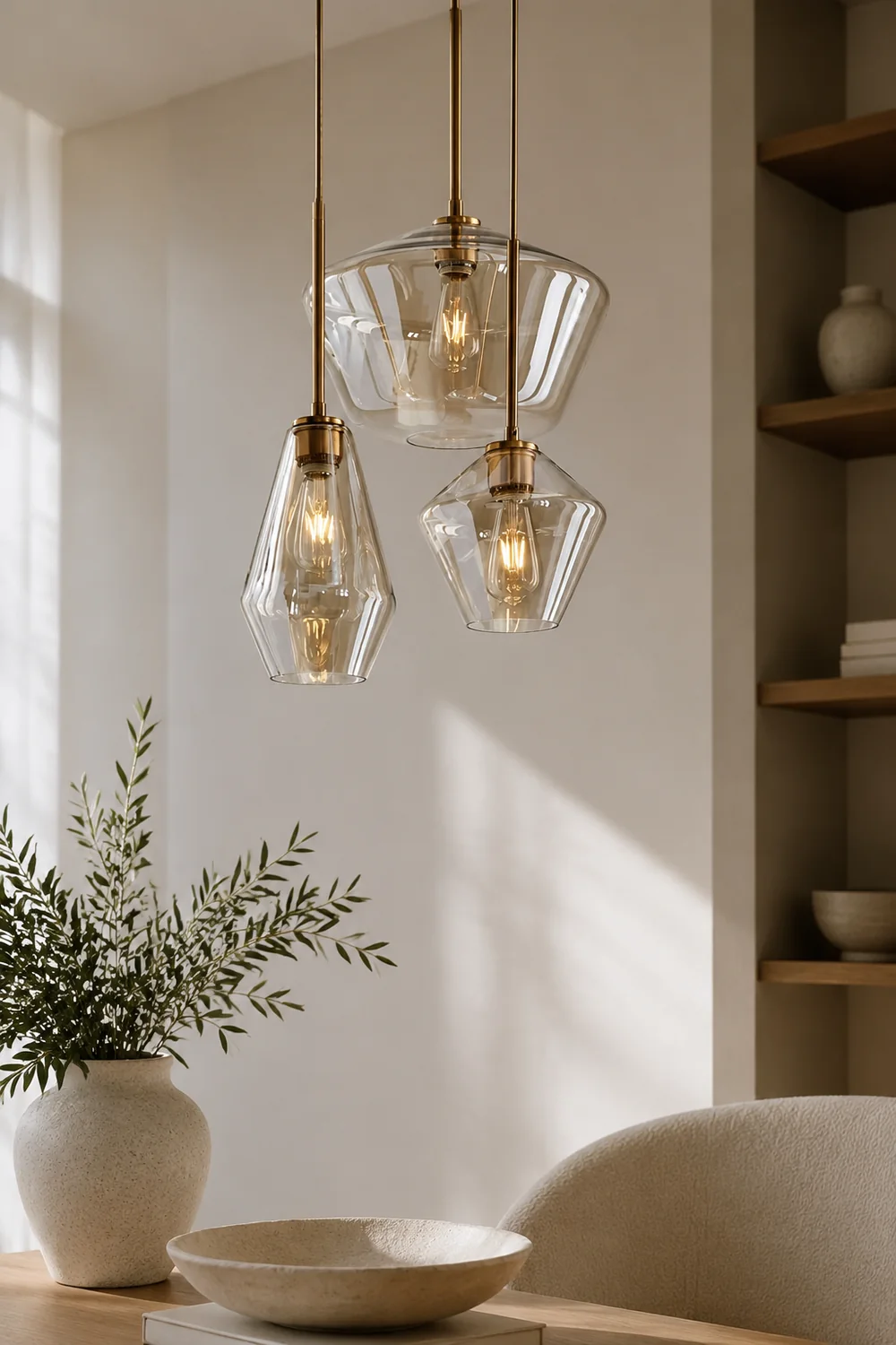 Hailie Pendant Light Clear Glass, Clear/Amber, Bedroom - Lumpaz