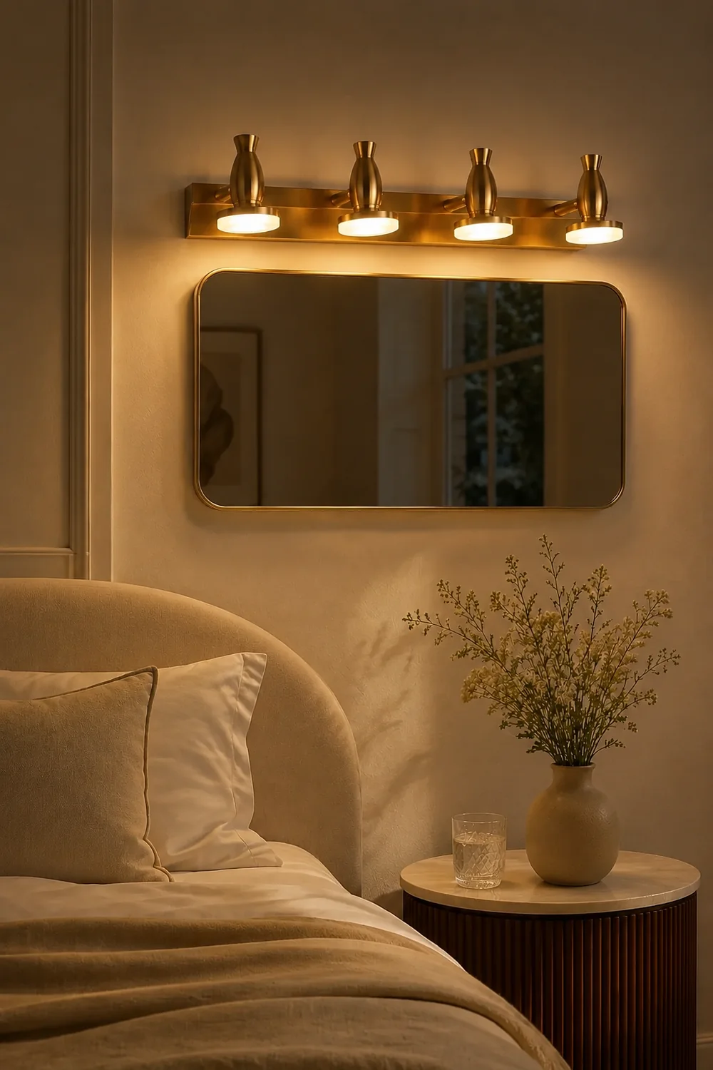 Leigh Luxury Multi Metal Mirror Front Wall Lamp, Brass - Lumpaz