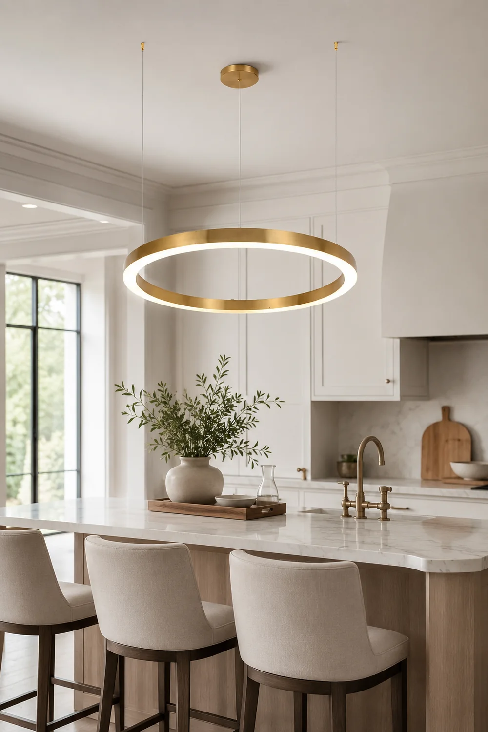 Arisha Modern Ring Metal Pendant Light, Gold - Lumpaz