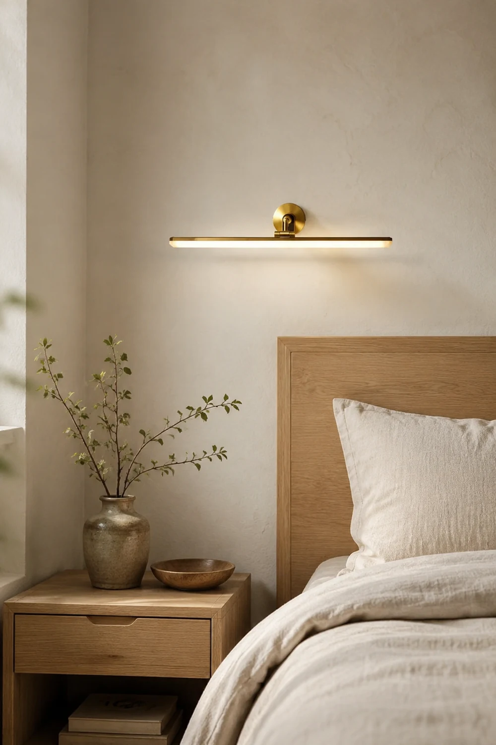 Leigh Retro Linear Metal/Acrylic Wall Lamp, Brass - Lumpaz