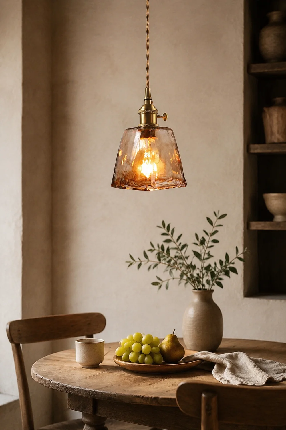 Levy Vintage Style Industrial Pendant Light Retro Metal Glass Brass - Lumpaz