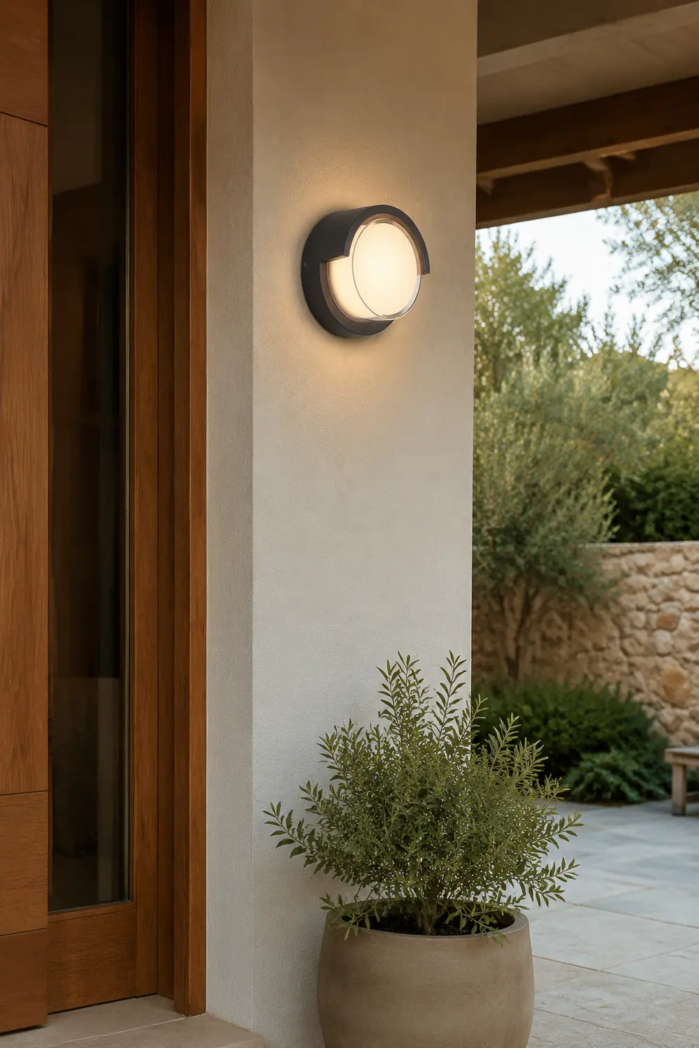 Orr Modern Round/Rectangular Metal/Acrylic Outdoor Wall Lamp, Black - Lumpaz