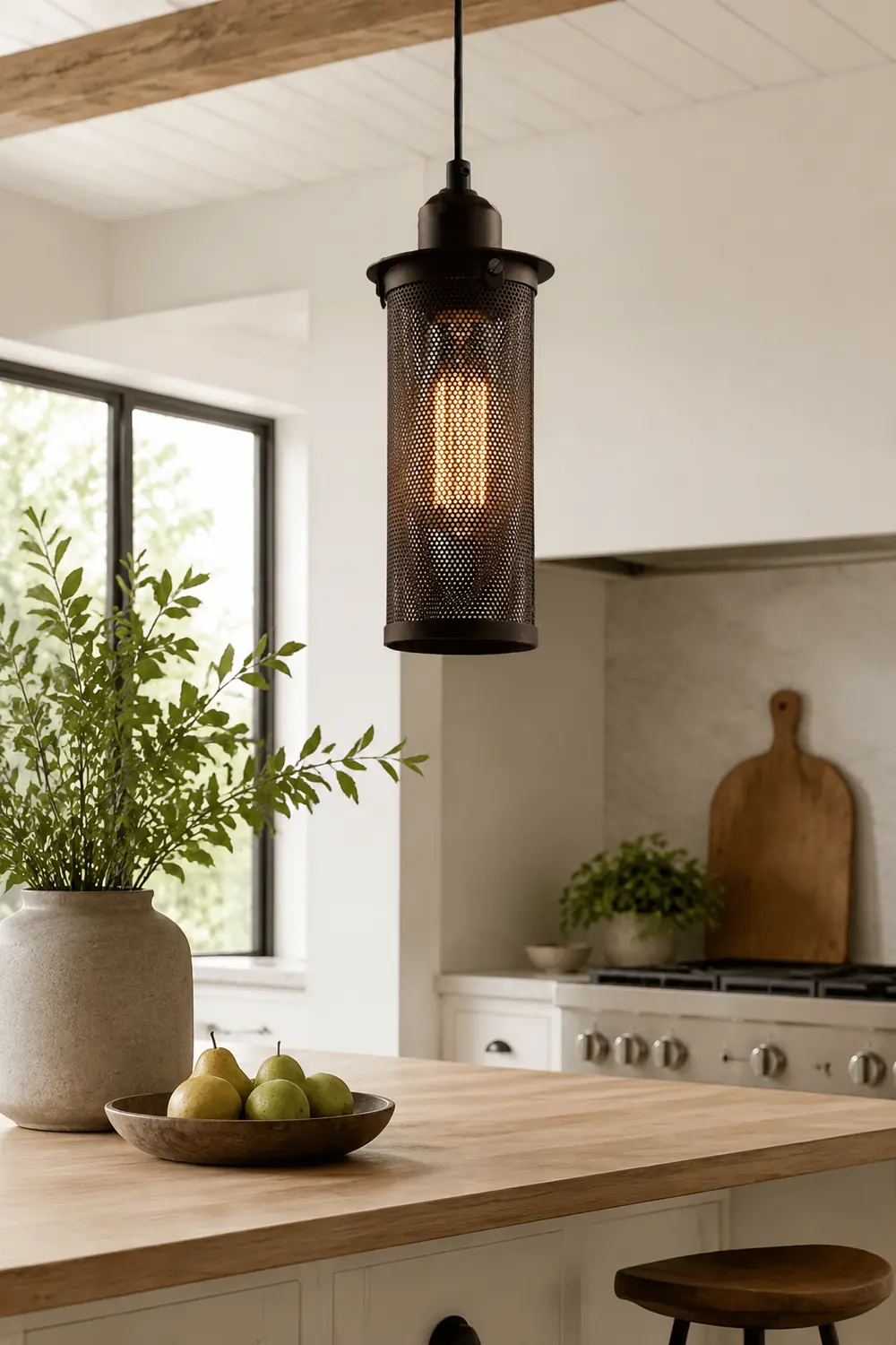 Sanna Industrial Metal Pendant Light, Black/Rust - Lumpaz