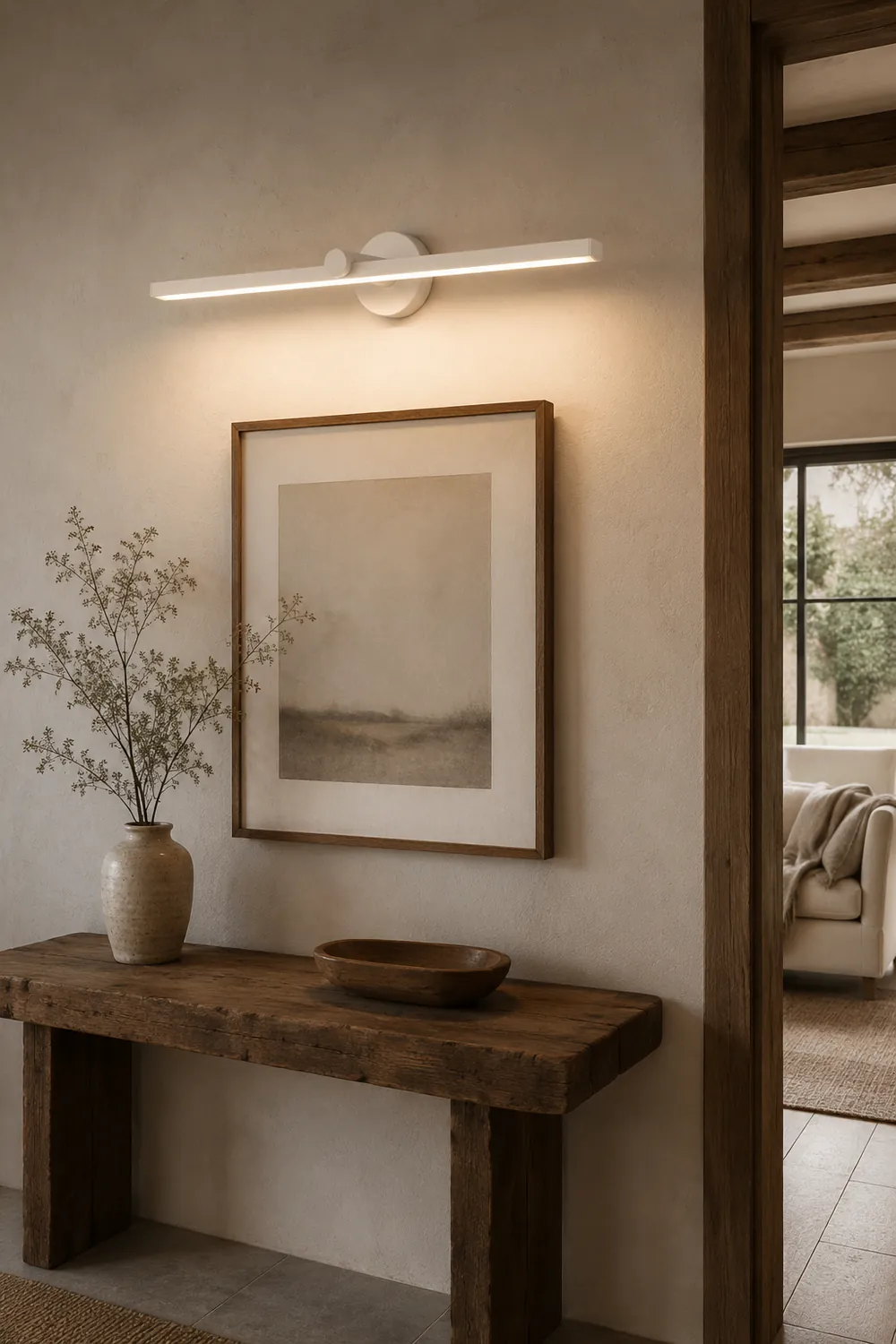 Leigh Minimalist Linear Acrylic Mirror Front Wall Lamp, White - Lumpaz