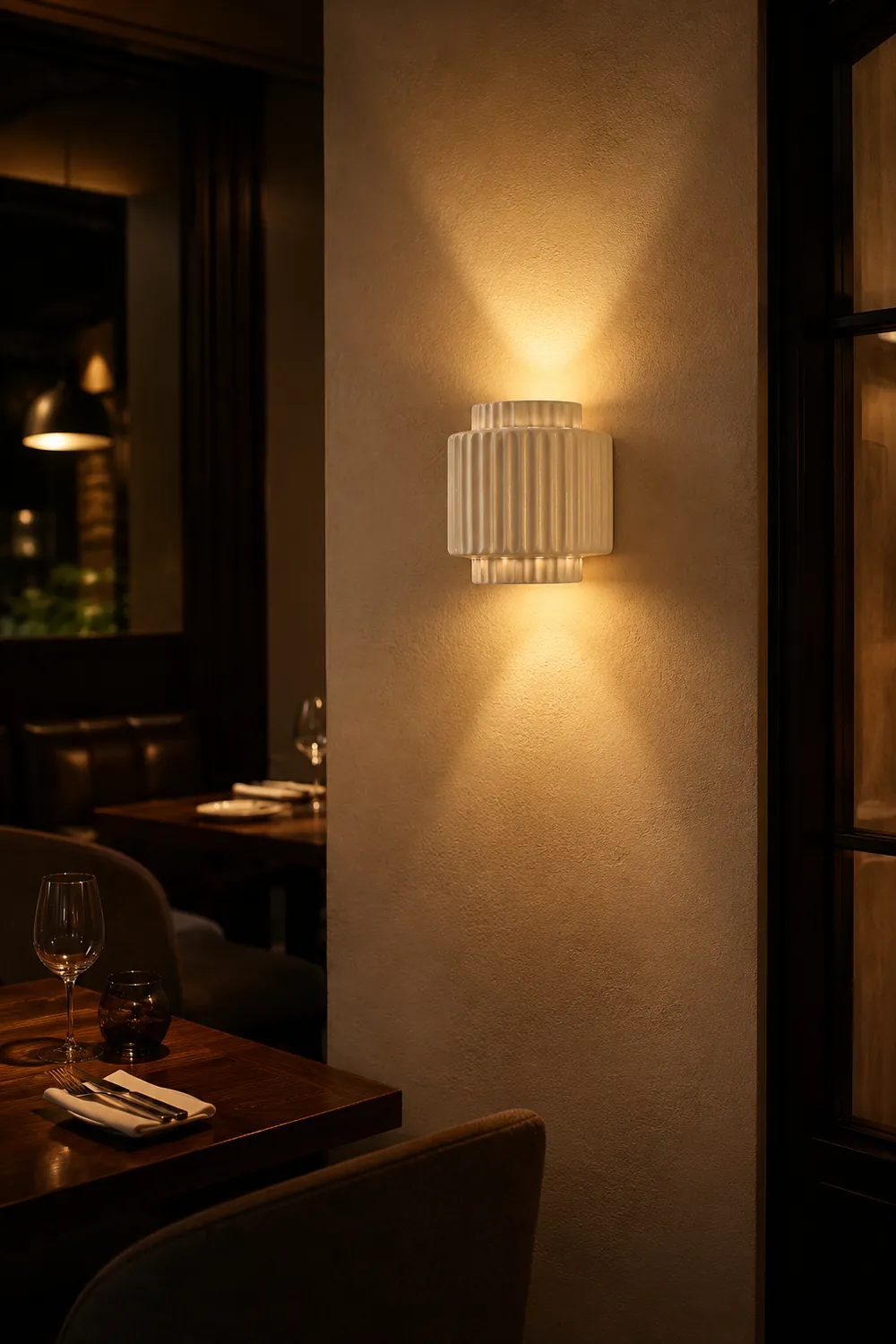 Vintage Cylindrique Resin Flush Mount Wall Lamp, White Bedroom/Living Room - Lumpaz