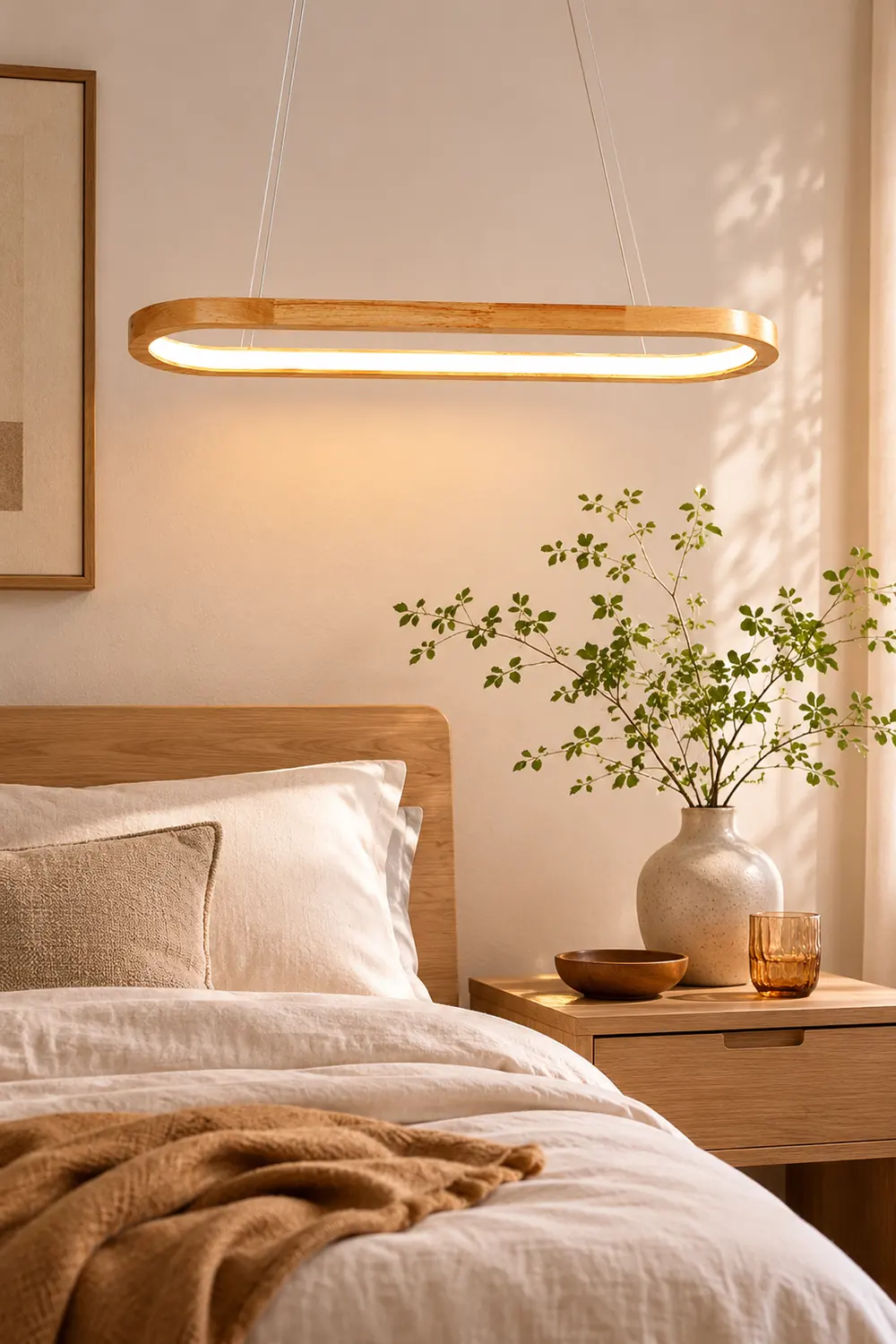 Ozawa Contemporary Oval Wooden Pendant Light Dining Room - Lumpaz