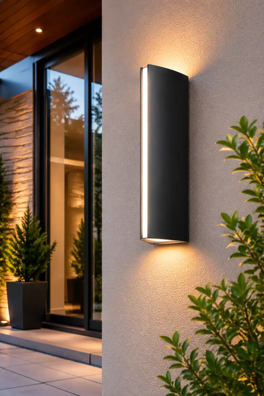 Orr Modern Triangular Prism Metal Outdoor Wall Lamp, Black/Silver - Lumpaz