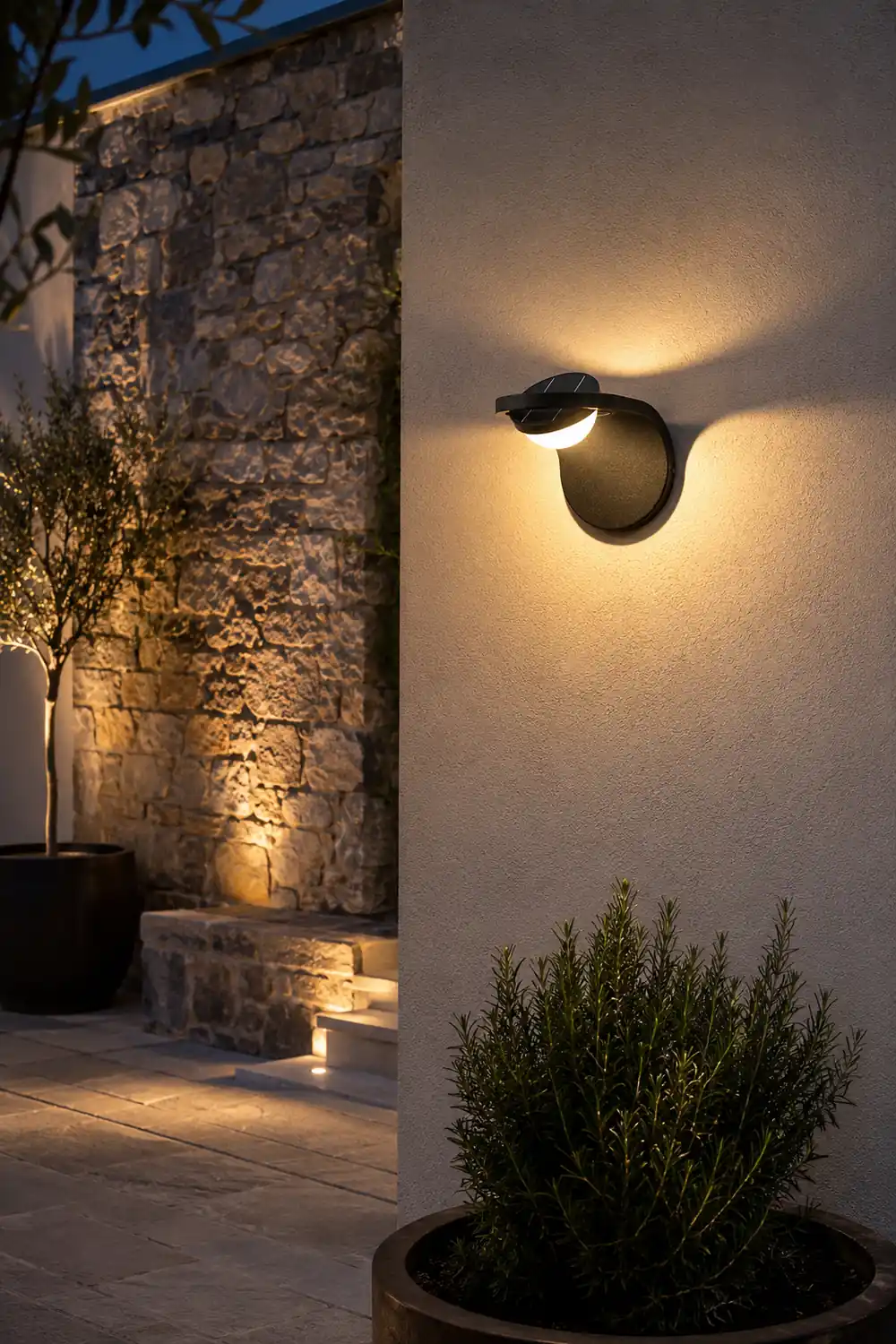 Orr Modern Arc Metal/Acrylic Solar Waterproof Adjustable Outdoor Wall Lamp, Black - Lumpaz