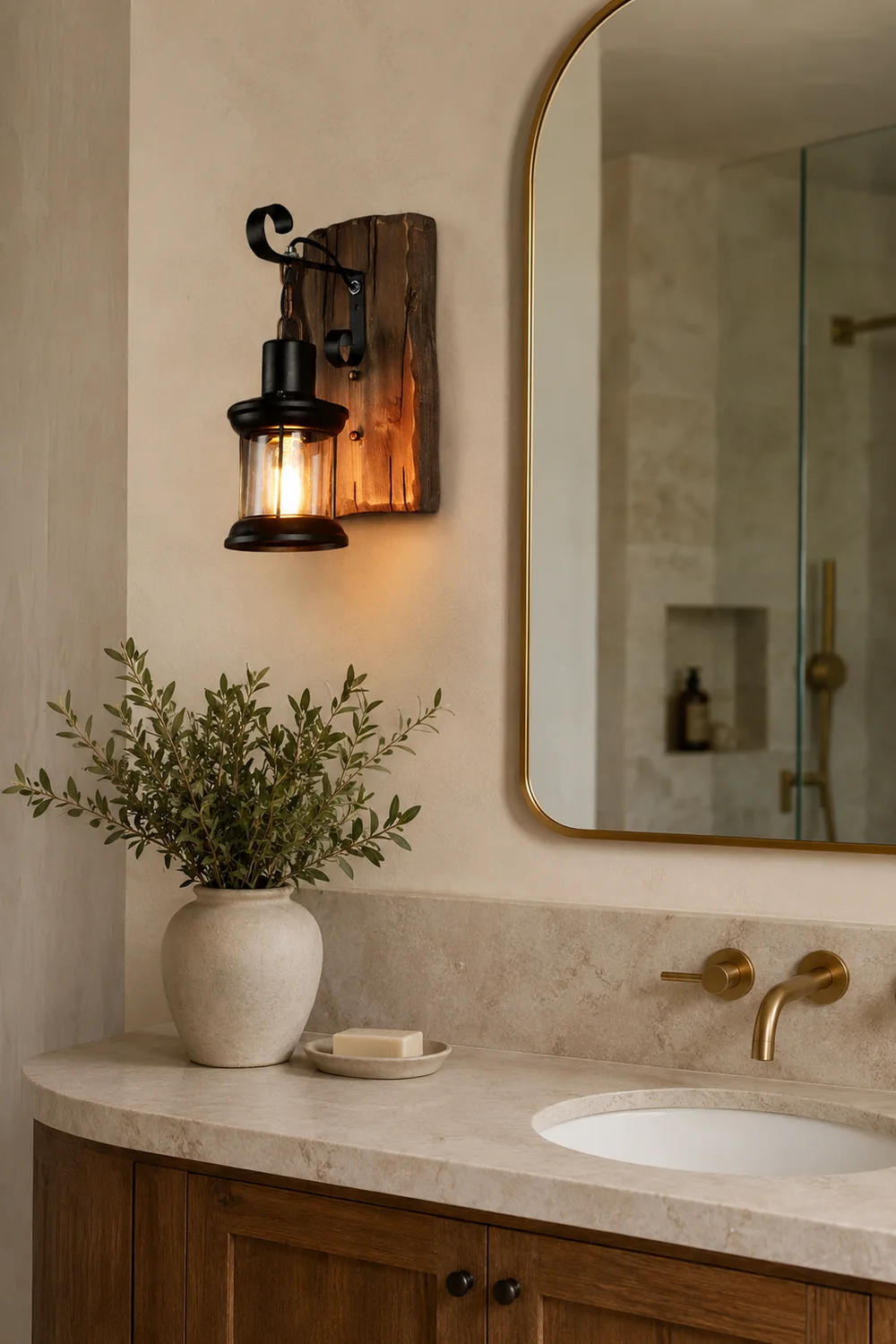 Alessio Vintage Lantern Metal Wall Lamp, Black/Bronze - Lumpaz