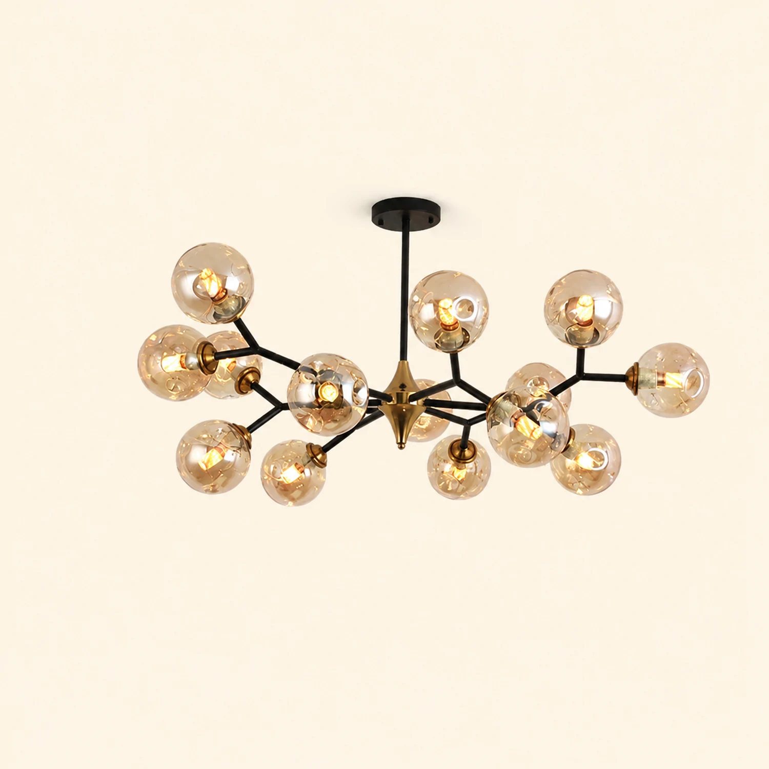 Valentina Art Deco Glass Bubble Chandelier, Amber - Lumpaz