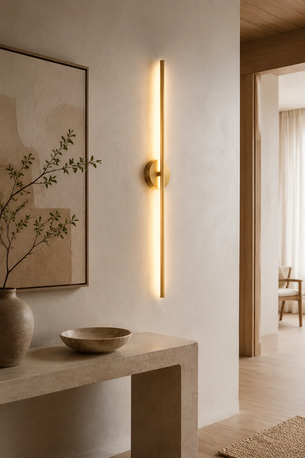 Edge Modern Linear Metal&Silica Gel Wall Mount Lamps, Gold - Lumpaz