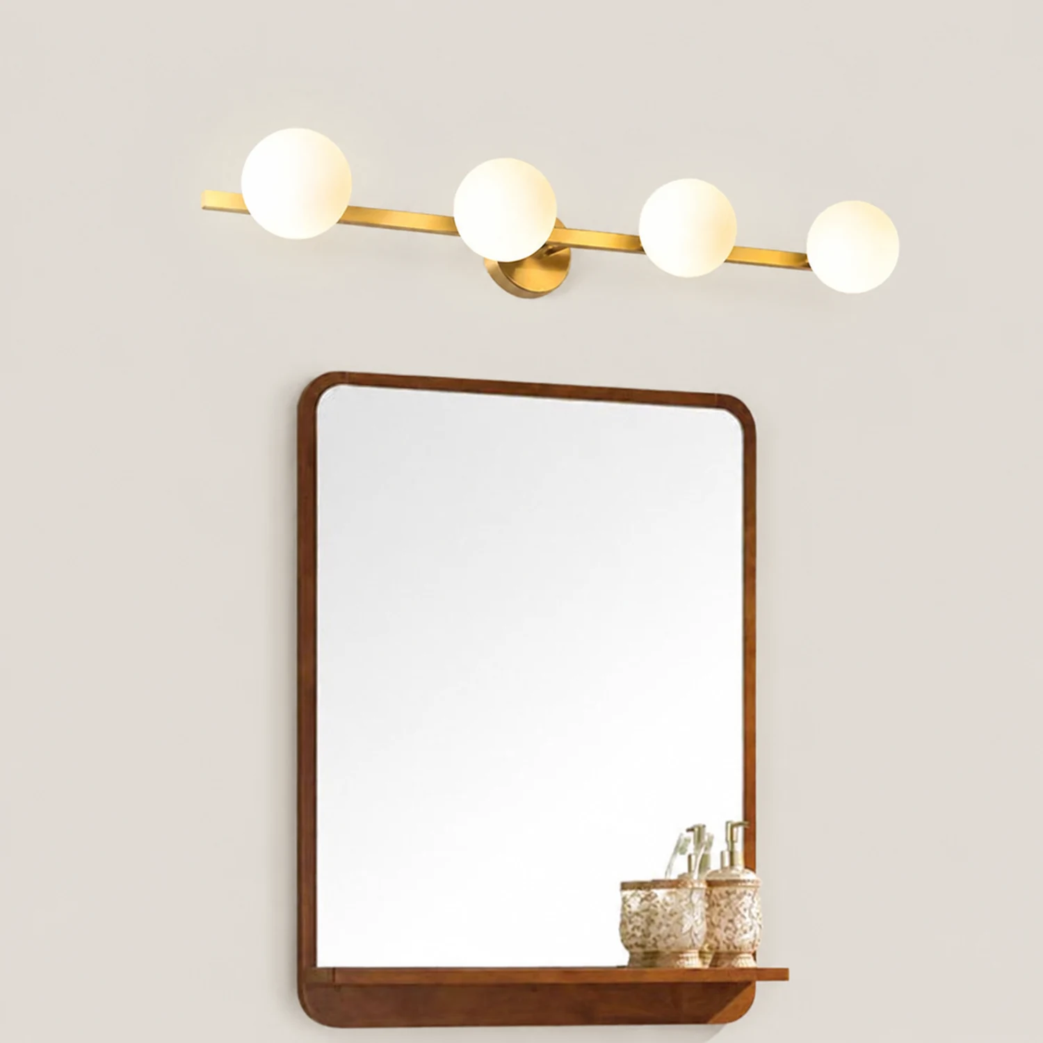 Valentina Retro Globe Linear Metal/Glass Wall Lamp, Gold, Bathroom - Lumpaz