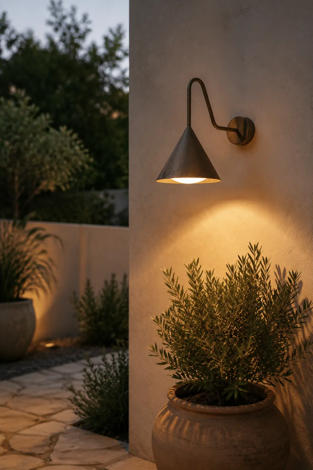 Carins Modern Minimalist Cone Metal Outdoor Waterproof Wall Lamp，Black/Gold - Lumpaz