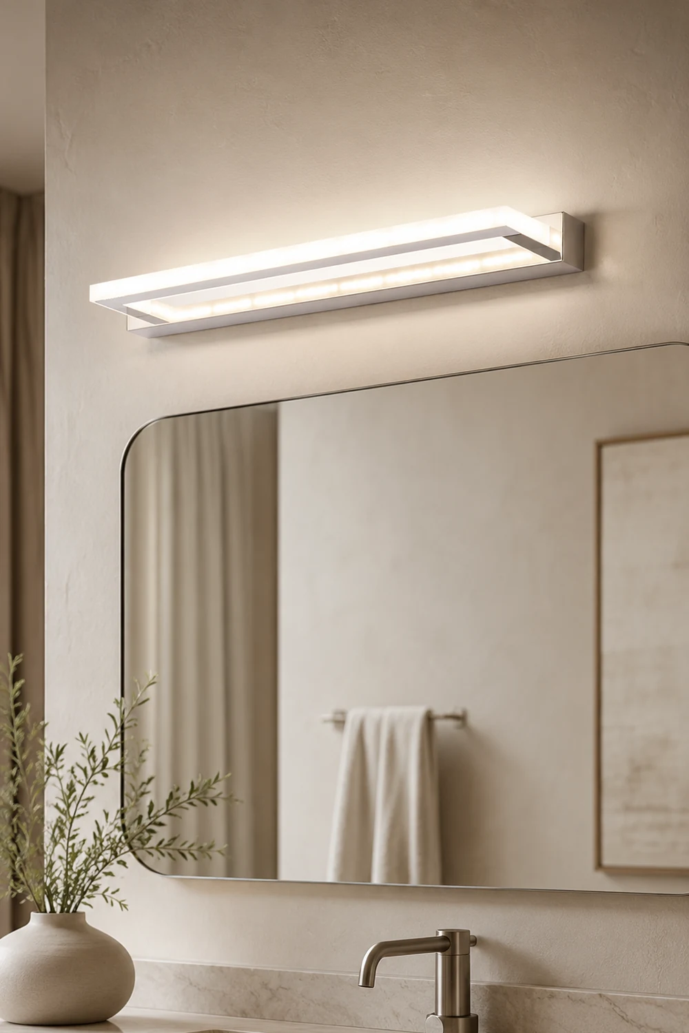 Leigh Rectangular Led Mirror Front Vanity Wall Mount Light, Bathroom, White - Lumpaz