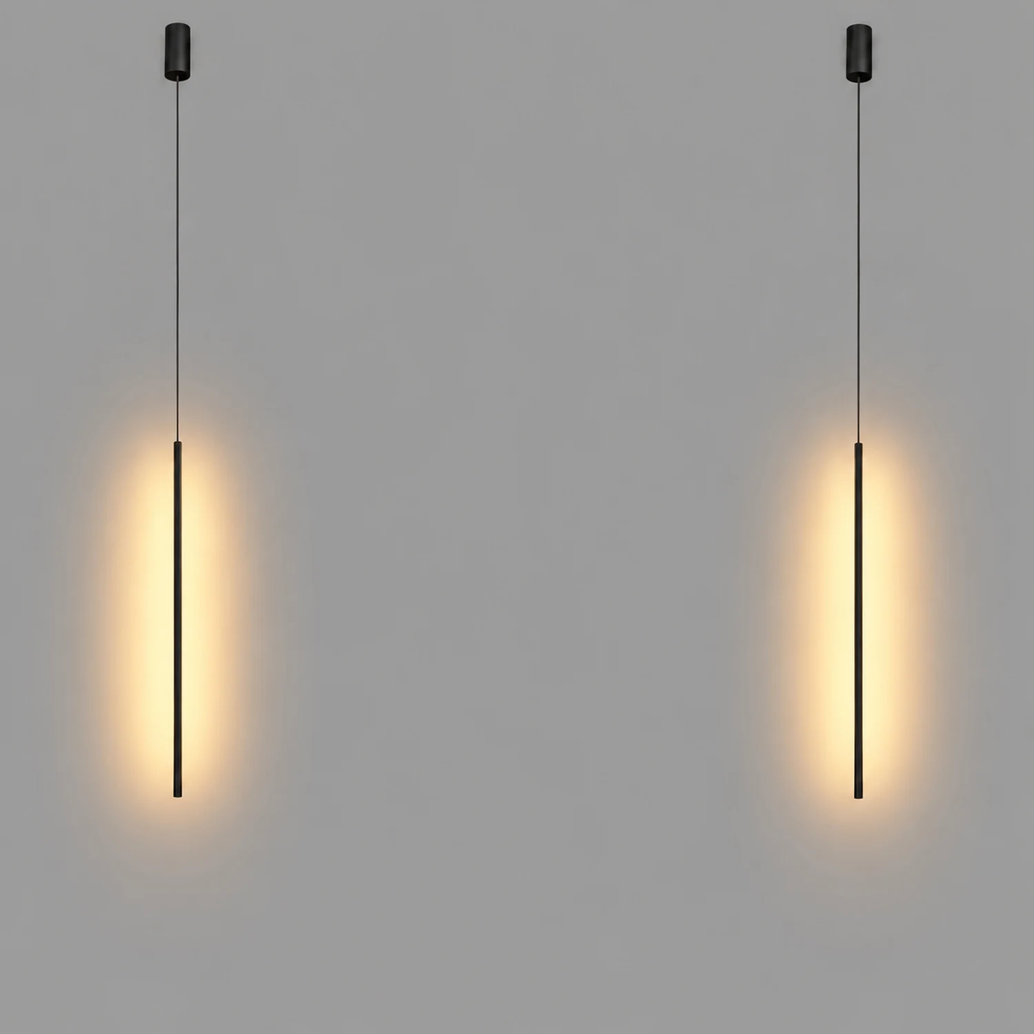 Edge Minimalist Linear Metal/Acrylic Pendant Light, Black - Lumpaz