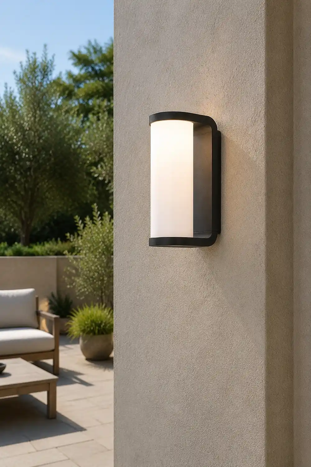 Orr Mondern Cylindrical Metal Outdoor Wall Lamp, Black - Lumpaz