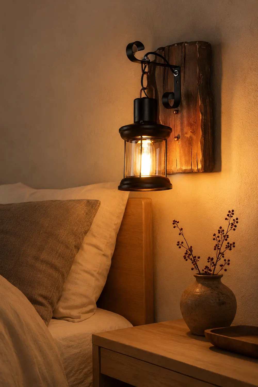 Alessio Vintage Lantern Metal Wall Lamp, Black/Bronze - Lumpaz